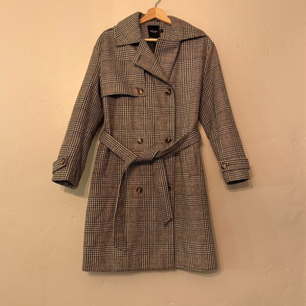 Nasty Gal Button Up Long Plaid Jacket Size 6